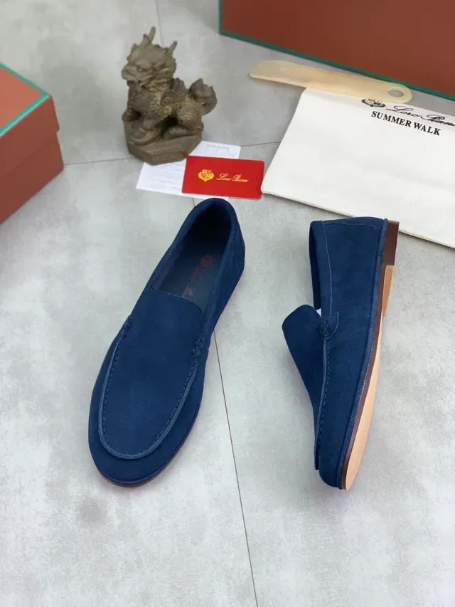 Navy Suede Moc-Toe Slip-On Loafers 5