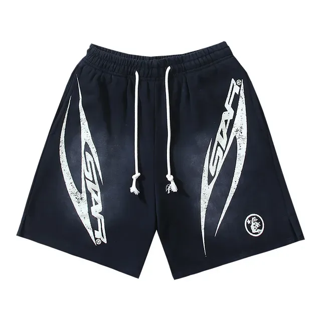 Navy White Elastic Waistband Drawstring Closure Shorts 2