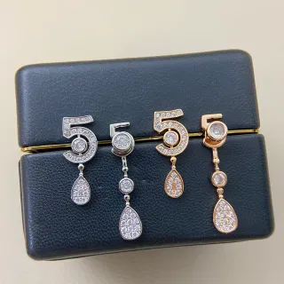 Numeral 5 Pavé Teardrop Drop Earrings