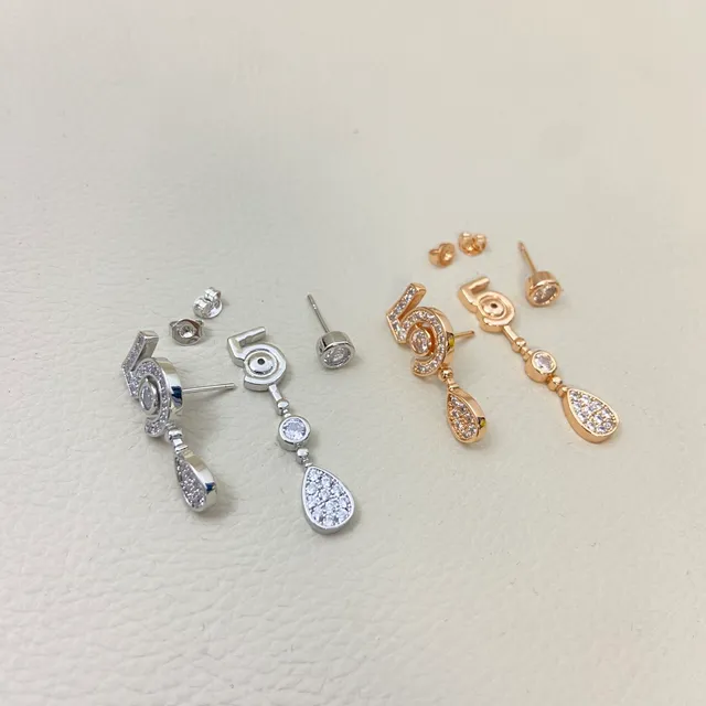 Numeral 5 Pavé Teardrop Drop Earrings 2
