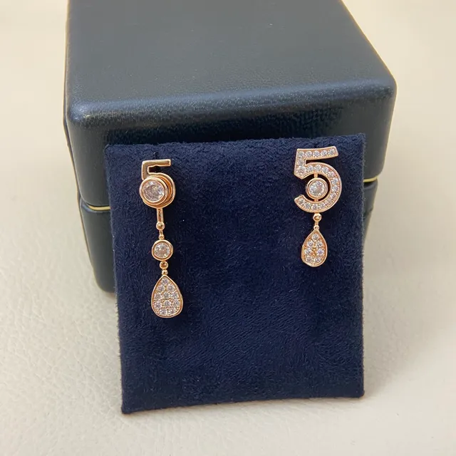 Numeral 5 Pavé Teardrop Drop Earrings 3