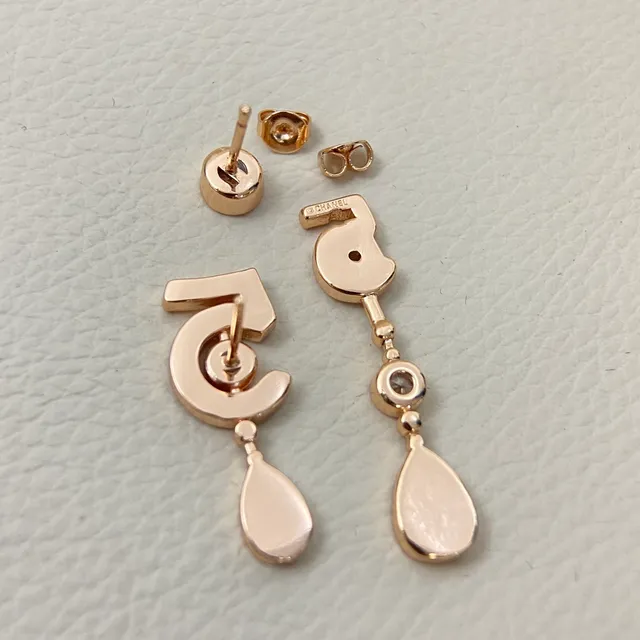 Numeral 5 Pavé Teardrop Drop Earrings 4