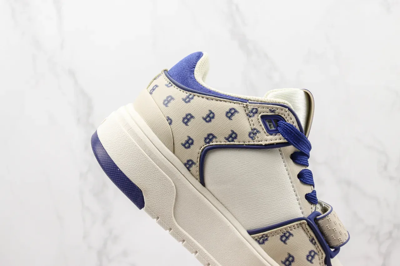 Off-White Cream and Royal Blue 'B' Logo Platform Sneaker 5