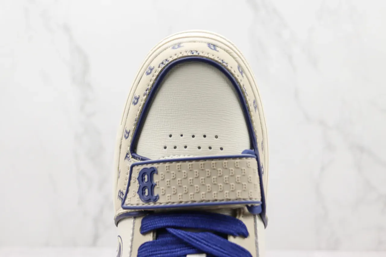 Off-White Cream and Royal Blue 'B' Logo Platform Sneaker 6