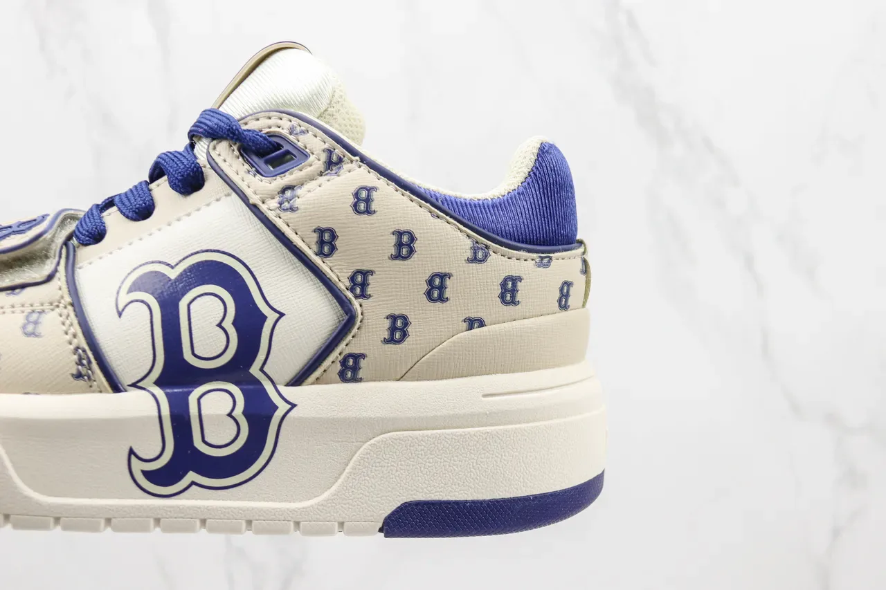 Off-White Cream and Royal Blue 'B' Logo Platform Sneaker 7