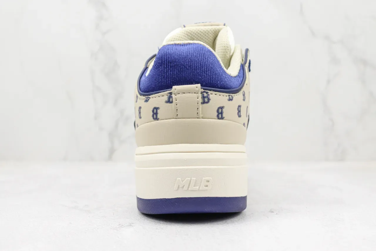 Off-White Cream and Royal Blue 'B' Logo Platform Sneaker 9