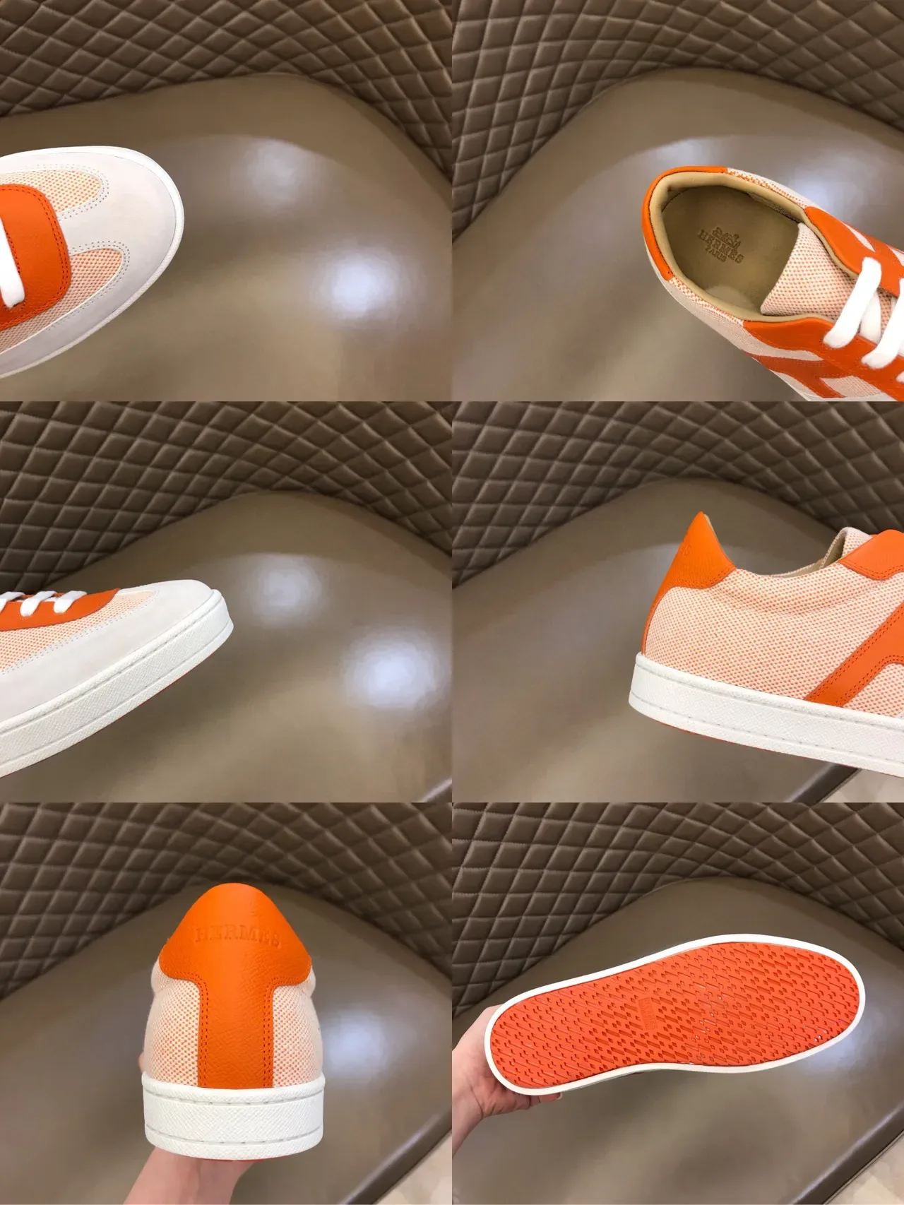 Orange and Beige Mesh Panelled Low-Top Lifestyle Sneaker 2