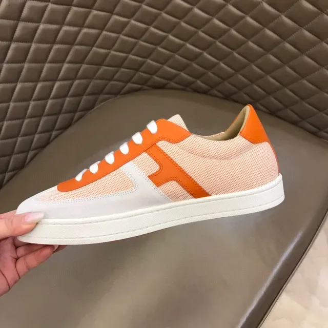 Orange and Beige Mesh Panelled Low-Top Lifestyle Sneaker 3