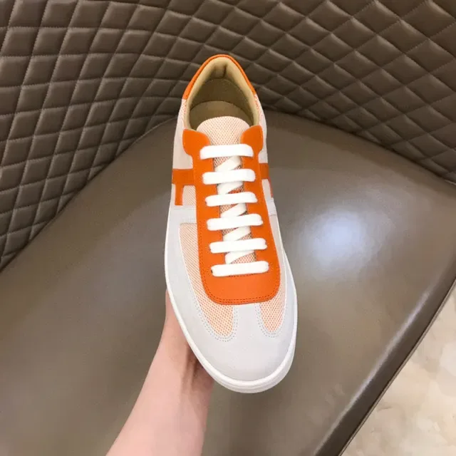 Orange and Beige Mesh Panelled Low-Top Lifestyle Sneaker 4