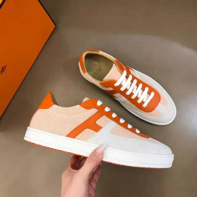 Orange and Beige Mesh Panelled Low-Top Lifestyle Sneaker 6