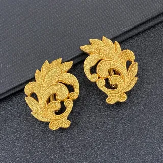 Ornate Gold-Tone Leaf-and-Scroll Motif Clip-On Earrings