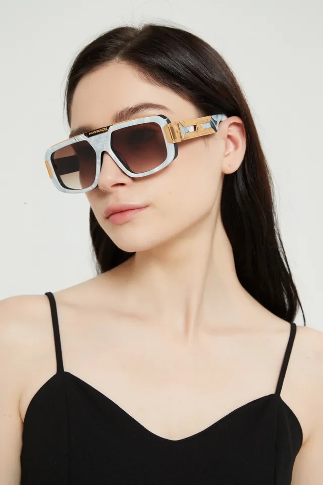 Oversized Rectangular Black Acetate Gradient Lens Sunglasses 9