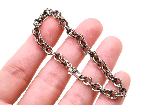 Oxidized Silver-Tone Chunky Oval Link Chain Bracelet 7