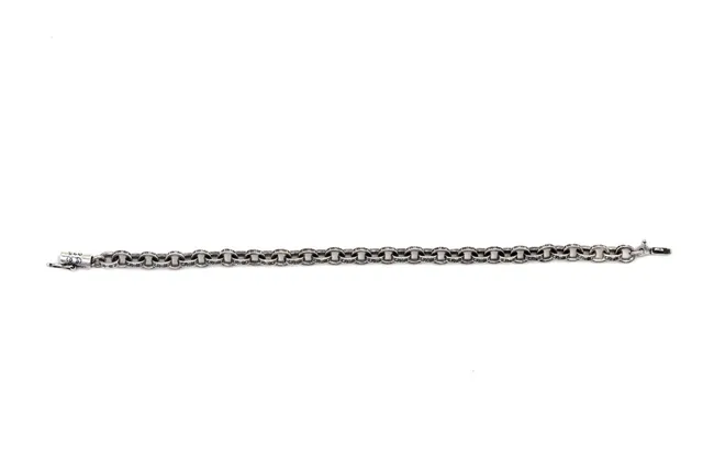 Oxidized Silver-Tone Chunky Oval Link Chain Bracelet 9
