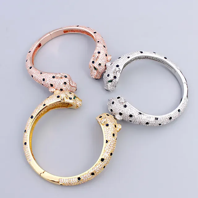 Panther-Head Pavé Crystal Cuff Bracelet 8