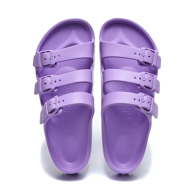 Papillio Three-Strap Buckle Slide Purple Casual Sandal 2