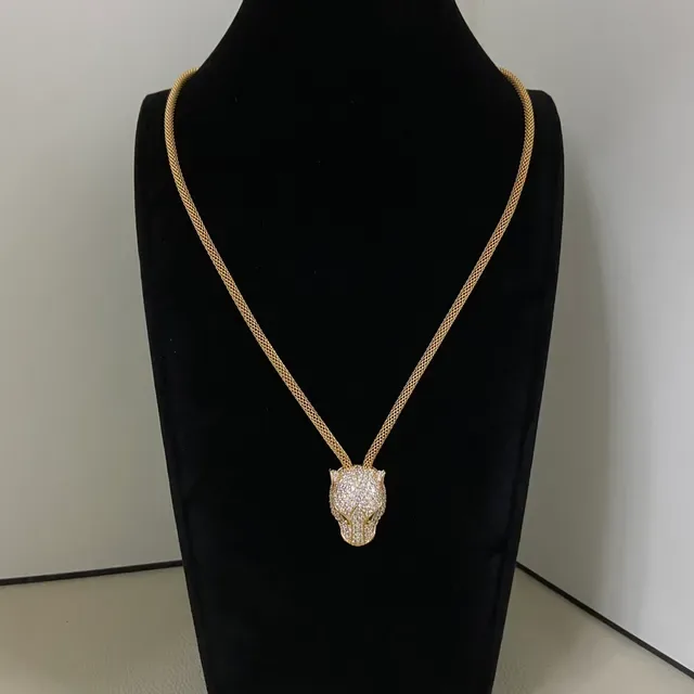 Pavé Panther Head Mesh Chain Layered Necklaces 2