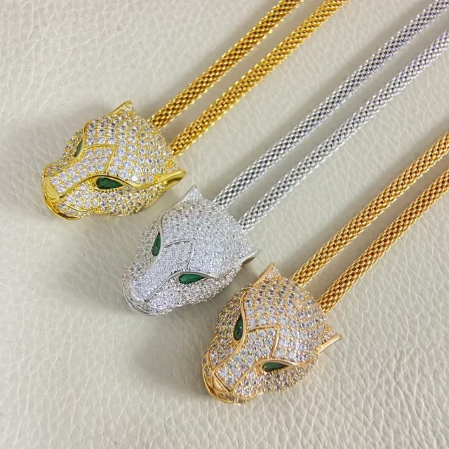 Pavé Panther Head Mesh Chain Layered Necklaces 6