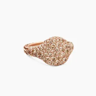 Pavé-Set Champagne Diamond Organic-Shaped Rose Gold Ring