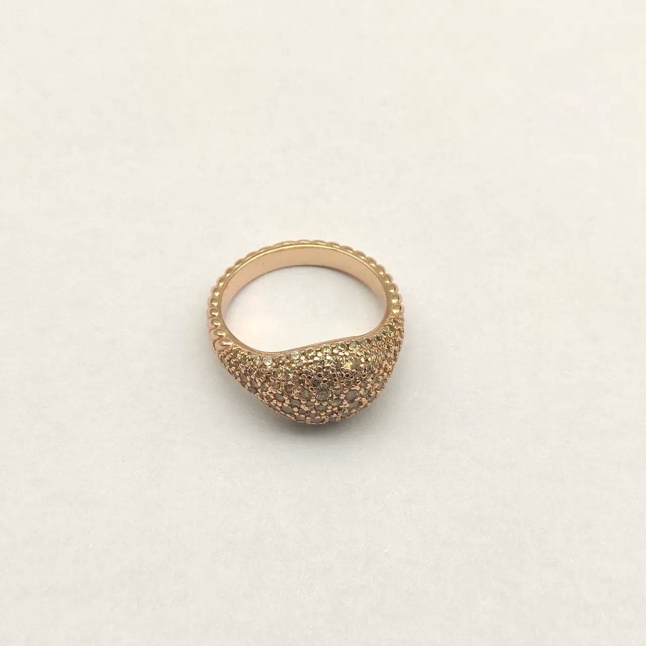 Pavé-Set Champagne Diamond Organic-Shaped Rose Gold Ring 2
