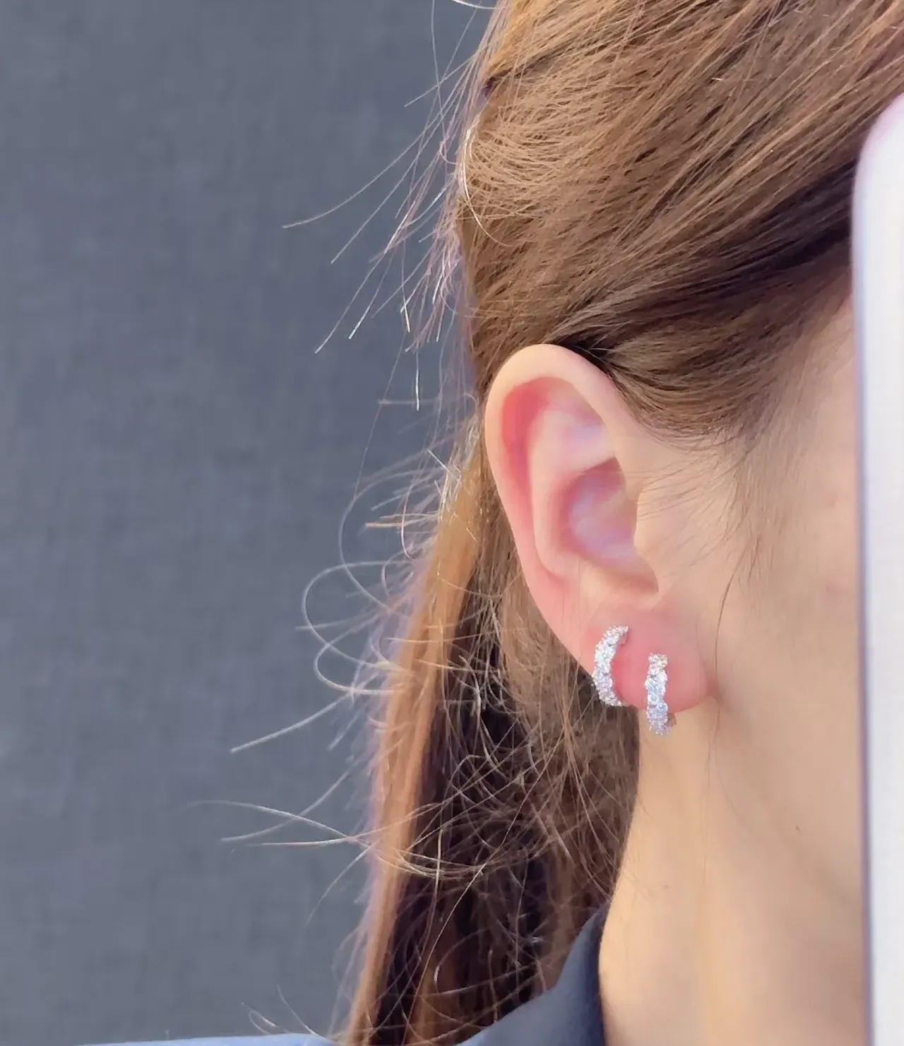 Pavé-Set Crystal Hoop Earrings 2