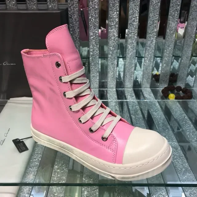 Pink and Cream High-Top Zipper Lifestyle Sneakers 2