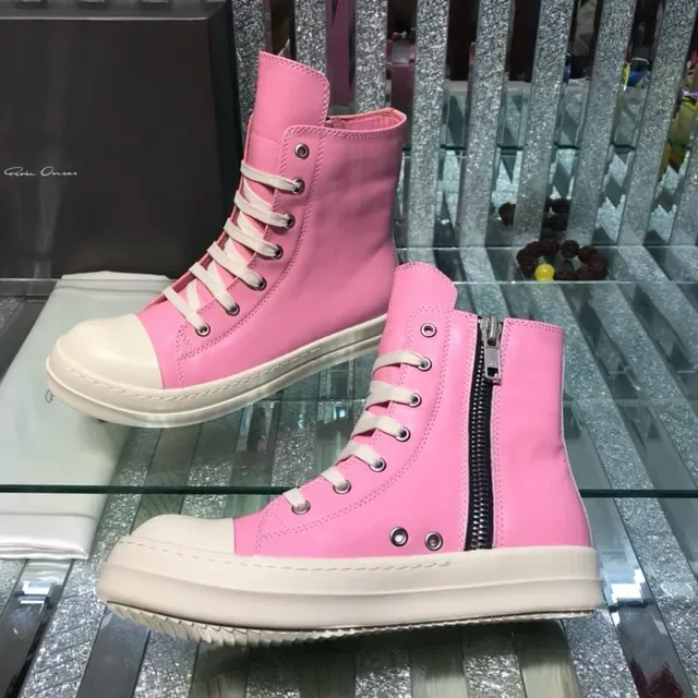 Pink and Cream High-Top Zipper Lifestyle Sneakers 5