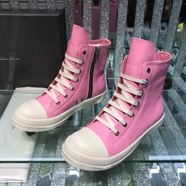 Pink and Cream High-Top Zipper Lifestyle Sneakers 6