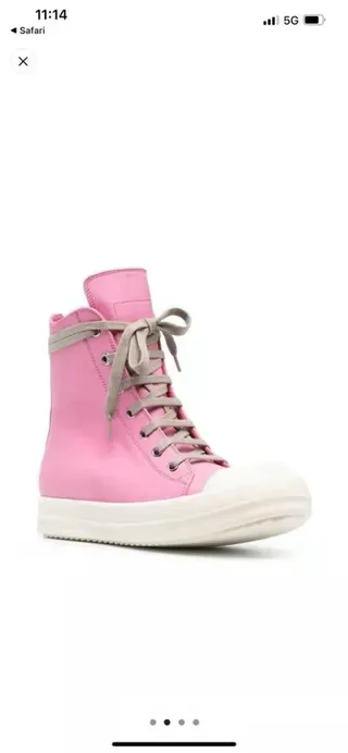Pink and Cream High-Top Zipper Lifestyle Sneakers 7