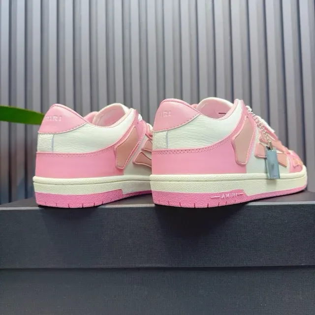 Pink and White Geometric Overlay Low-Top Lifestyle Sneakers 5