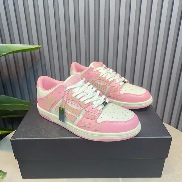 Pink and White Geometric Overlay Low-Top Lifestyle Sneakers 6