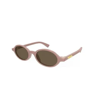 Pink Brown Oval Frame Matte Finish Sunglasses