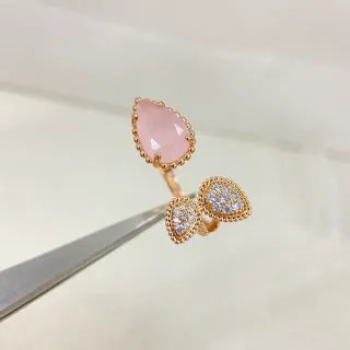 Pink Faceted Stone and Pavé Crystal Split Shank Ring