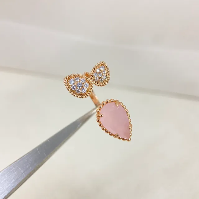 Pink Faceted Stone and Pavé Crystal Split Shank Ring 3