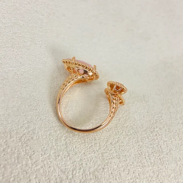 Pink Faceted Stone and Pavé Crystal Split Shank Ring 4