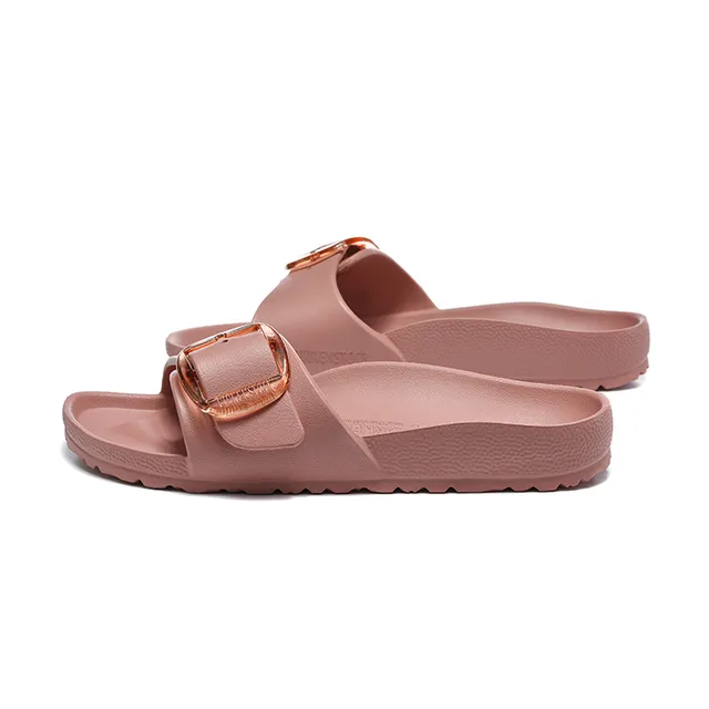 Pink Gold Molded Rubber Single Strap Slippers 3