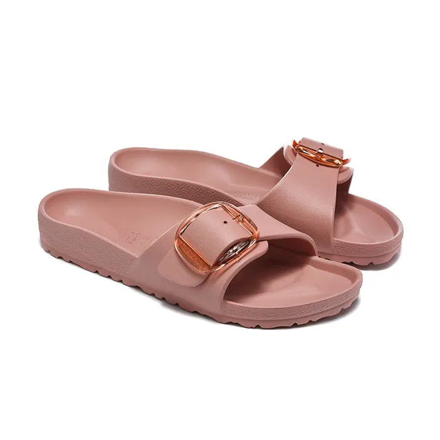 Pink Gold Molded Rubber Single Strap Slippers 4