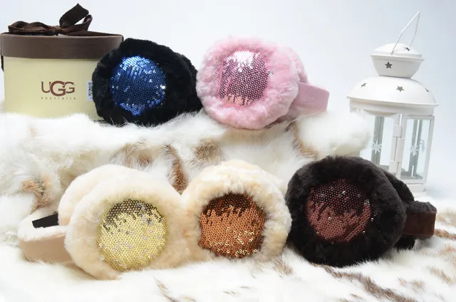 Pink Gold Plush Faux-Fur Exterior Sequined Interior Panel Beanie 4