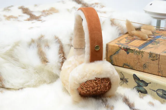 Pink Gold Plush Faux-Fur Exterior Sequined Interior Panel Beanie 10