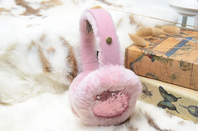 Pink Gold Plush Faux-Fur Exterior Sequined Interior Panel Beanie 15