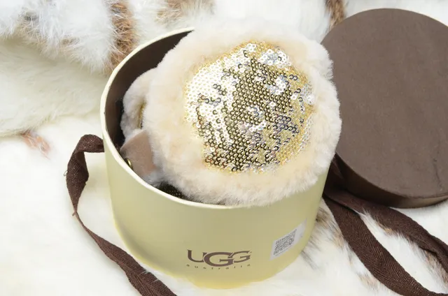 Pink Gold Plush Faux-Fur Exterior Sequined Interior Panel Beanie 18