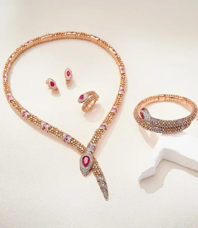 Pink Gold Serpent-Coil Silhouette Pavé-Set Diamonds Ring 6