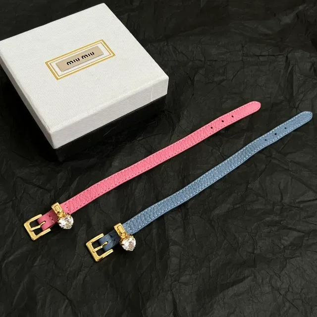 Pink Gold Textured Leather Buckle Bracelet 4