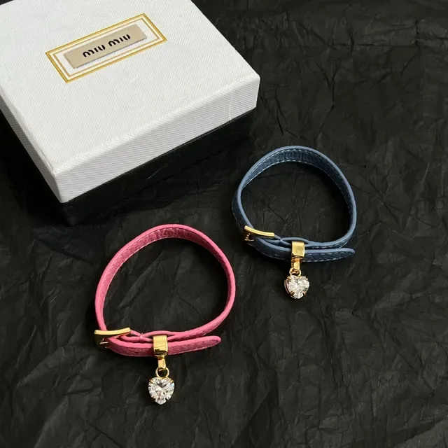 Pink Gold Textured Leather Buckle Bracelet 5
