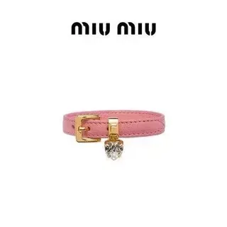 Pink Gold Textured Leather Buckle Bracelet 6
