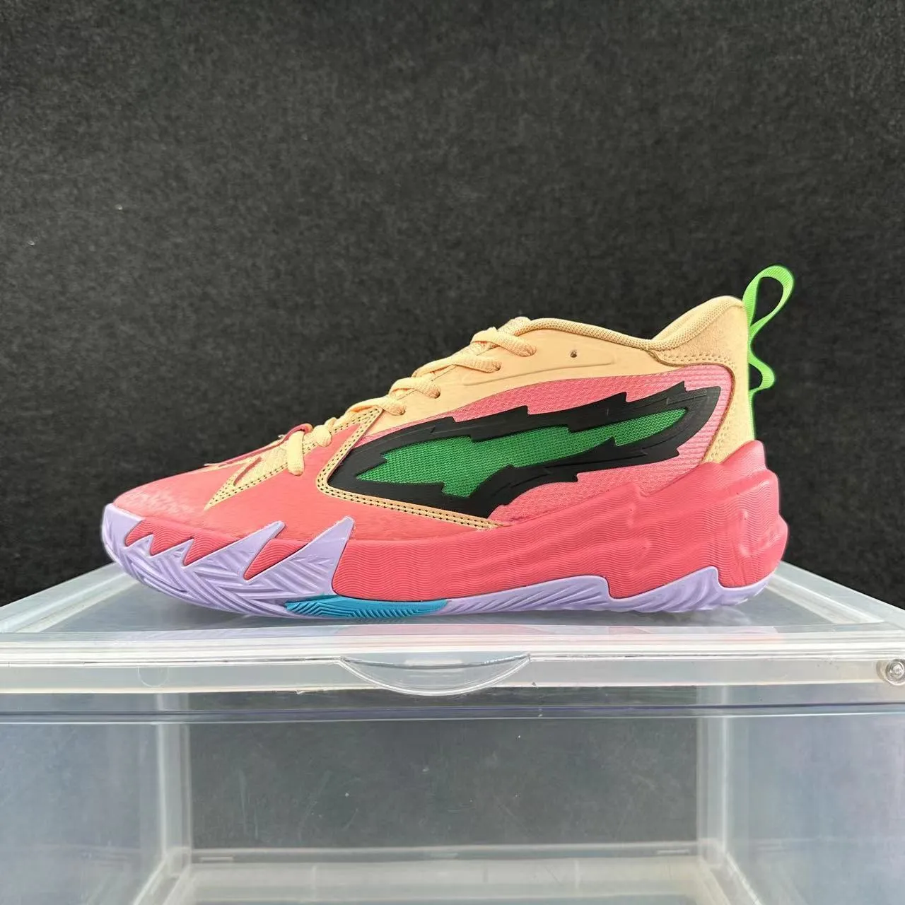 Pink Multicolor High-Top Silhouette Sculpted Chunky Midsole Basketball Shoes 2
