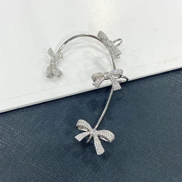 Pink Pavé Bow Motif Ear Cuff Earring 3