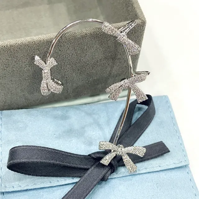 Pink Pavé Bow Motif Ear Cuff Earring 4