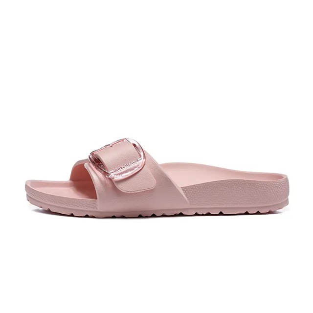Pink Transparent Molded Construction Single Strap Slippers 7