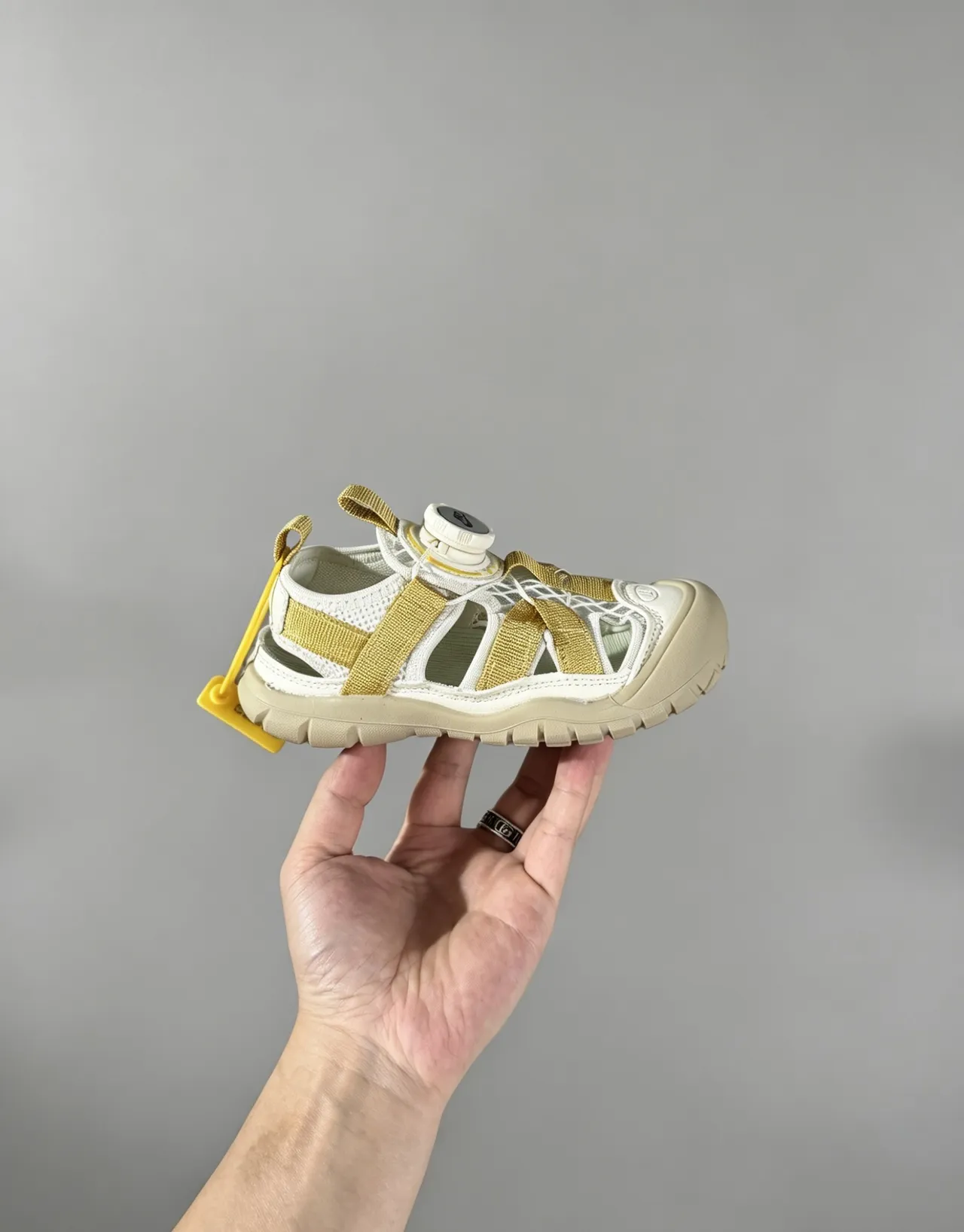 Pink Yellow Multi-Strap Adjustable Dial Closure Casual Sandals 14